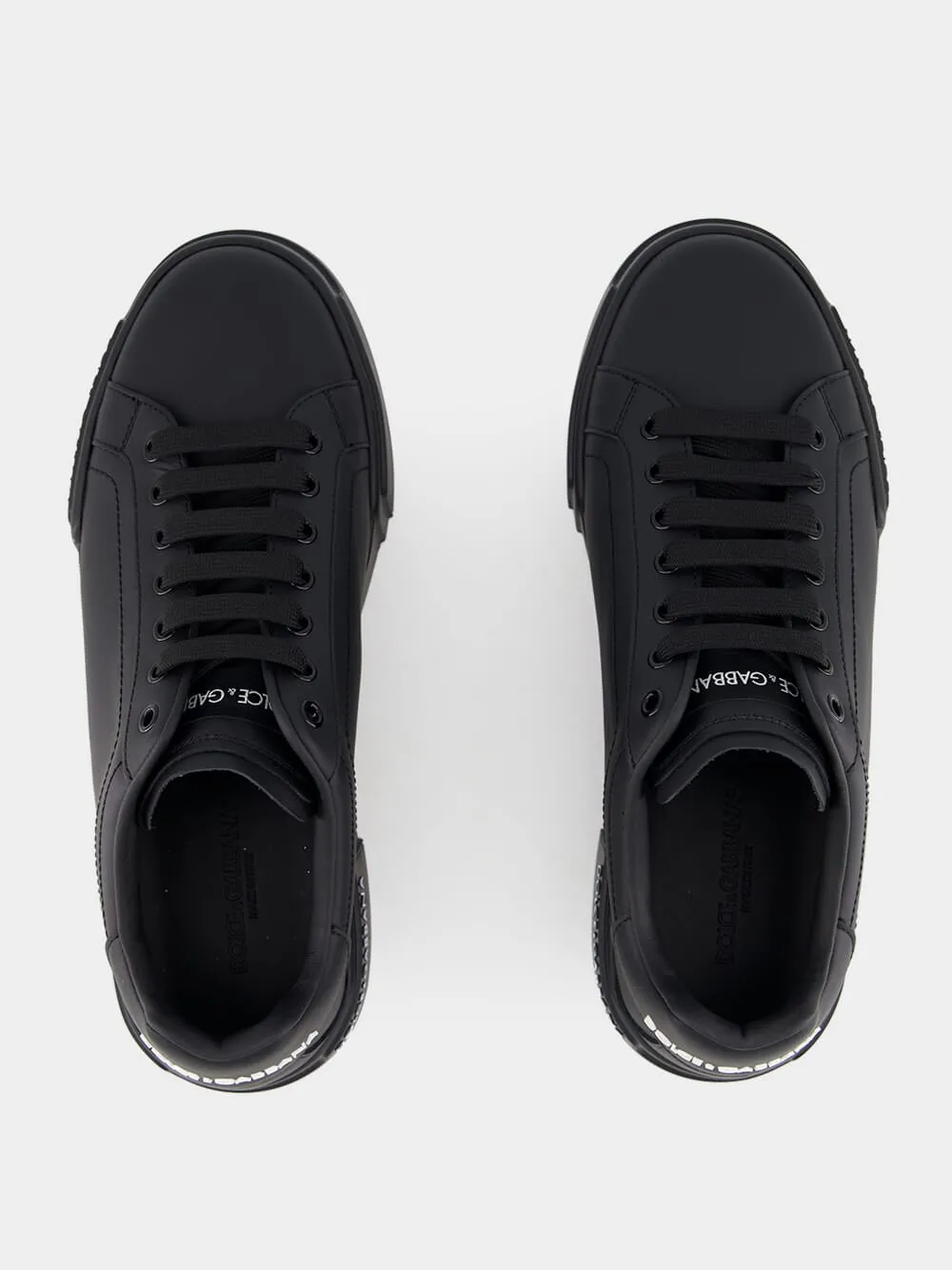 Black Calfskin Nappa Portofino Sneakers