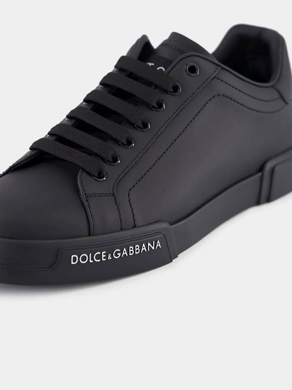 Black Calfskin Nappa Portofino Sneakers