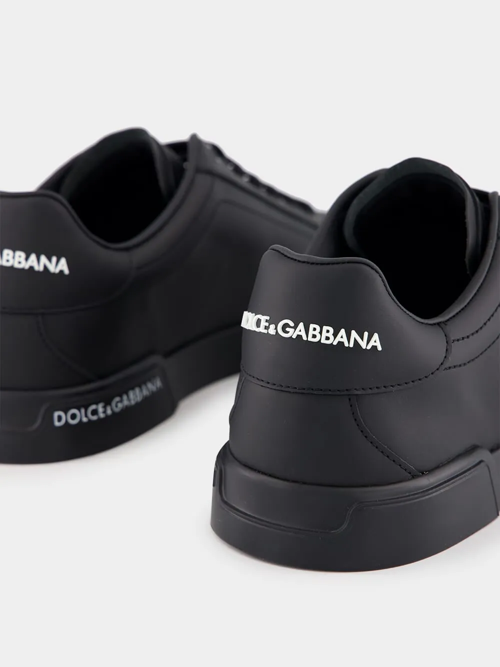 Black Calfskin Nappa Portofino Sneakers