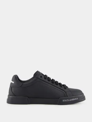 Black Calfskin Nappa Portofino Sneakers