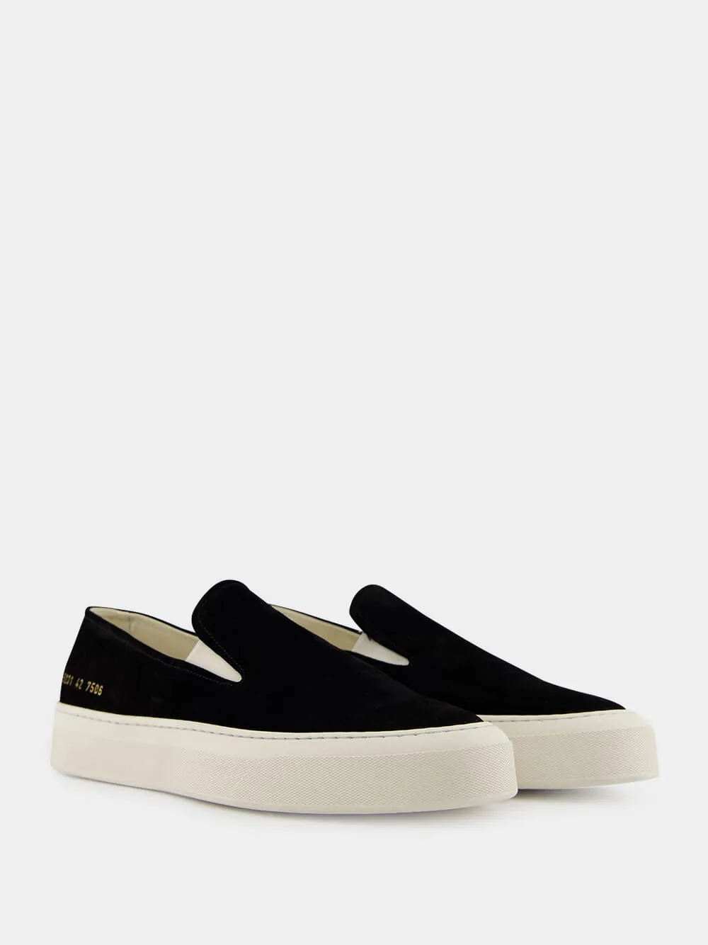 Black Suede Slip-On Sneakers