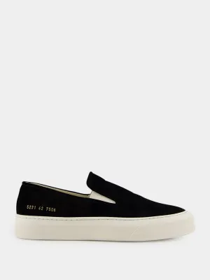 Black Suede Slip-On Sneakers