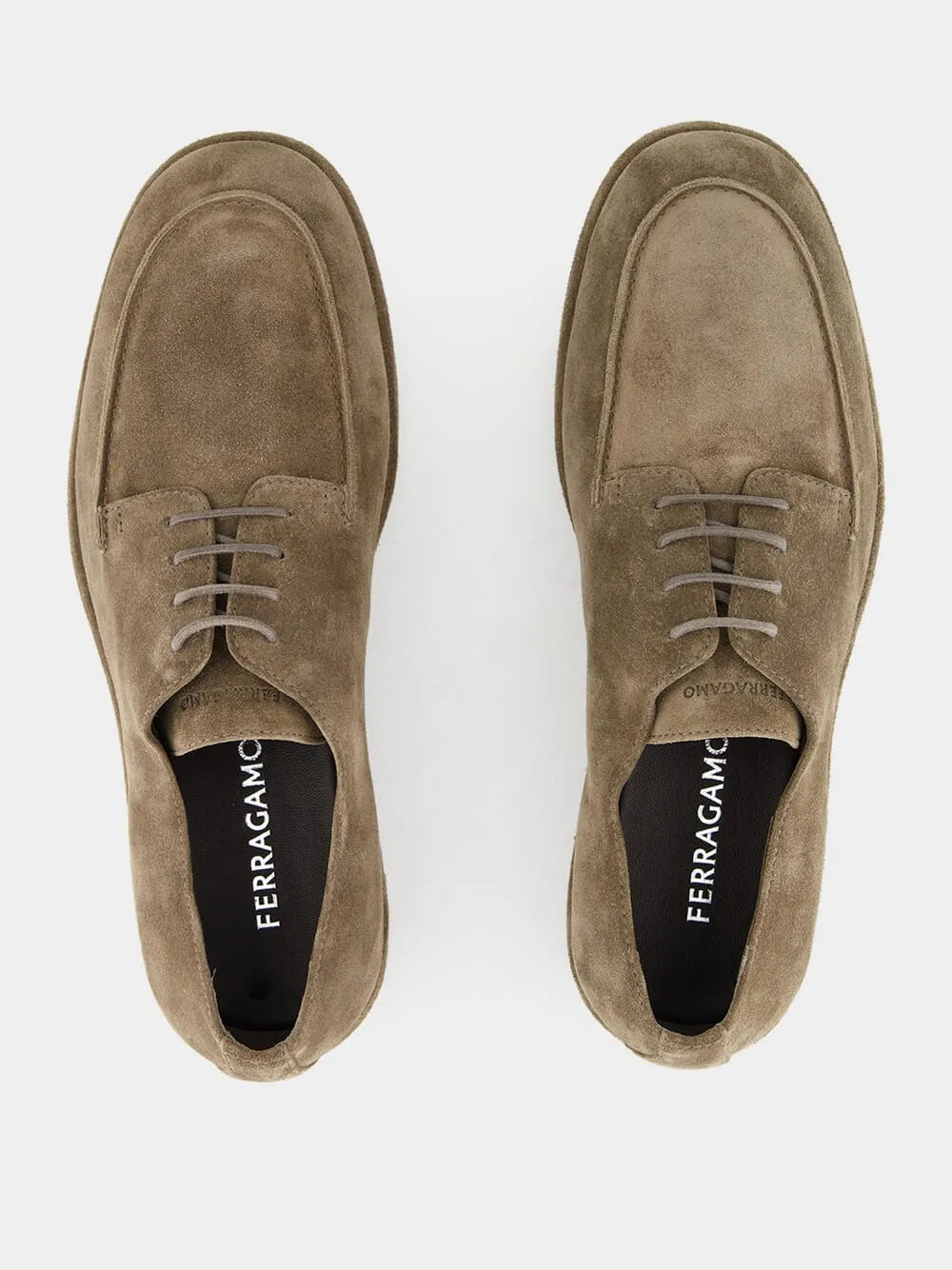 Brown Suede Derby Lace-Up Shoes