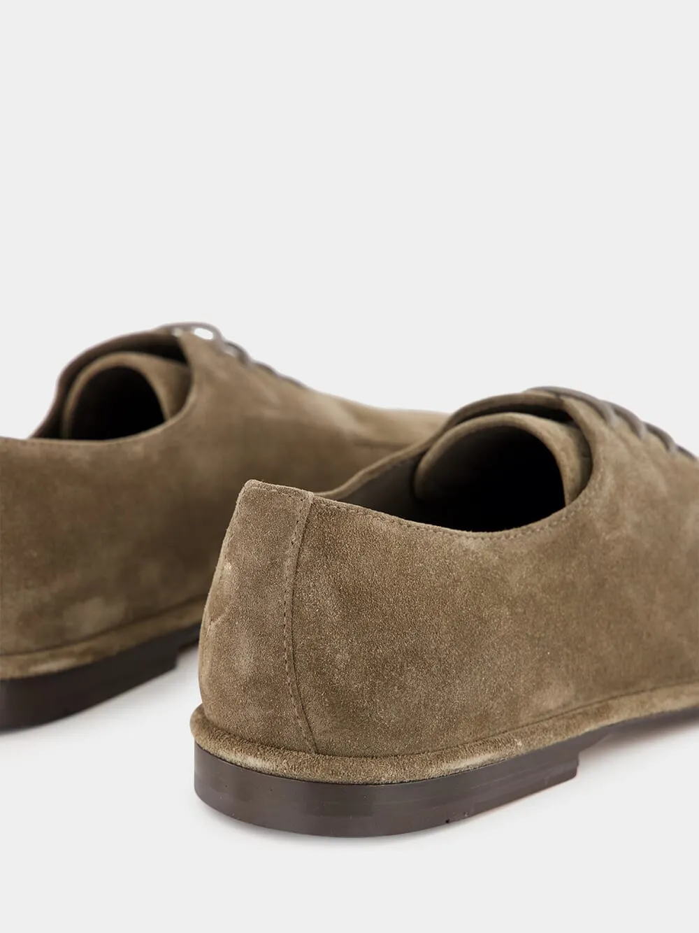 Brown Suede Derby Lace-Up Shoes