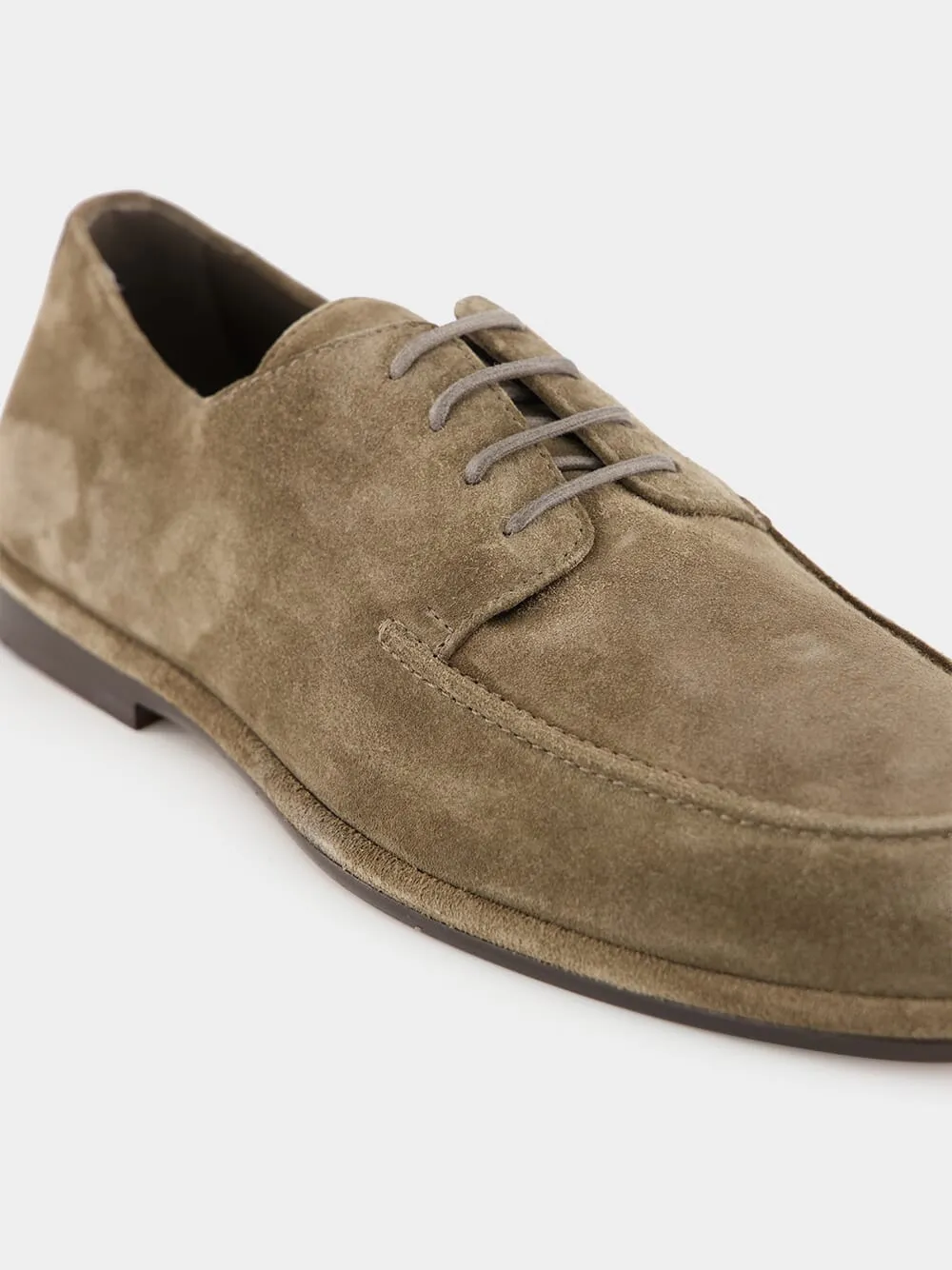 Brown Suede Derby Lace-Up Shoes