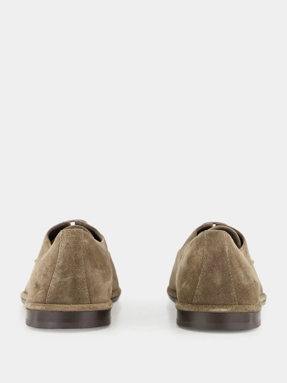 Brown Suede Derby Lace-Up Shoes