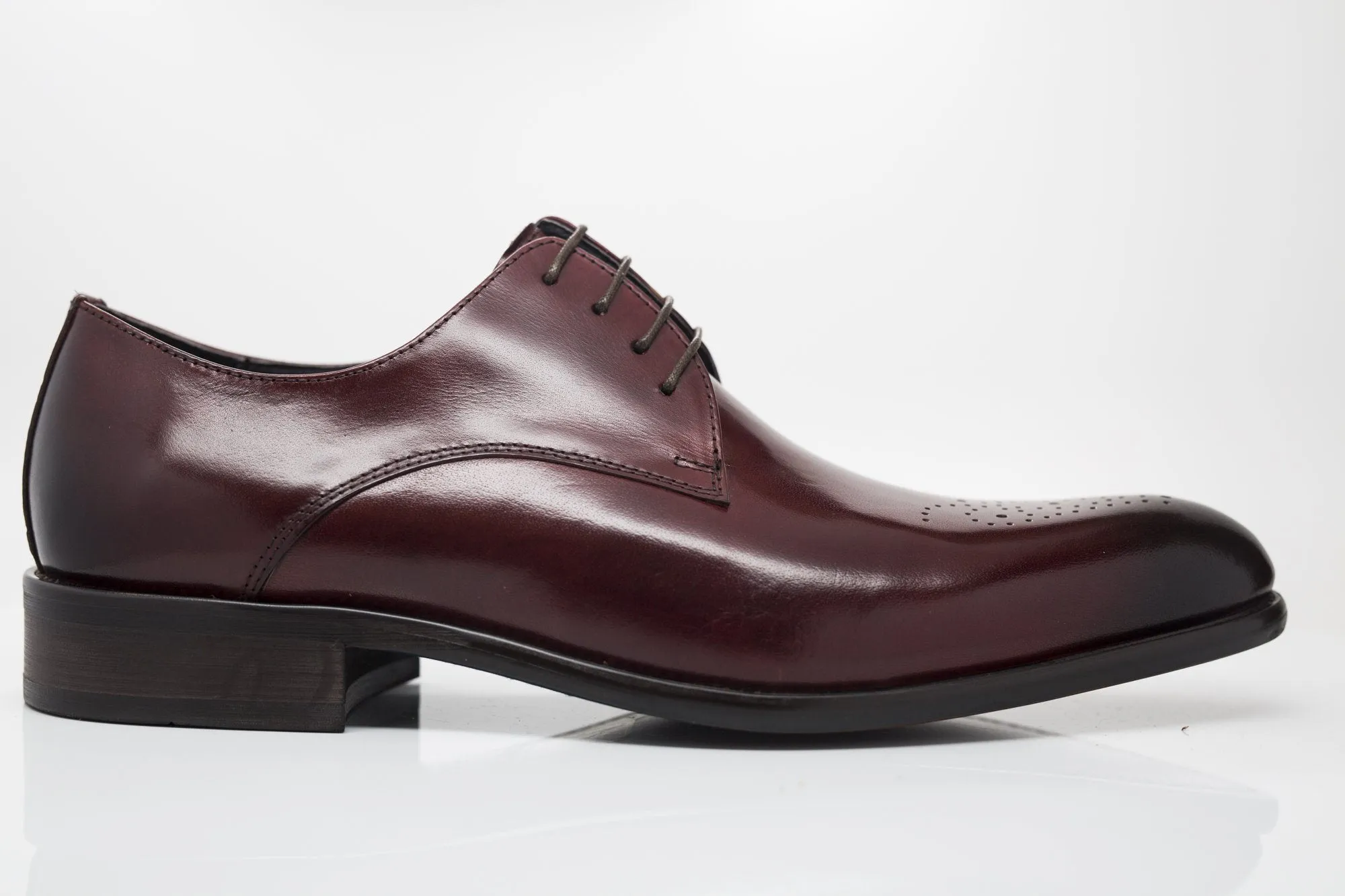 Burnished Calfskin Lace-Up Oxford Burgundy