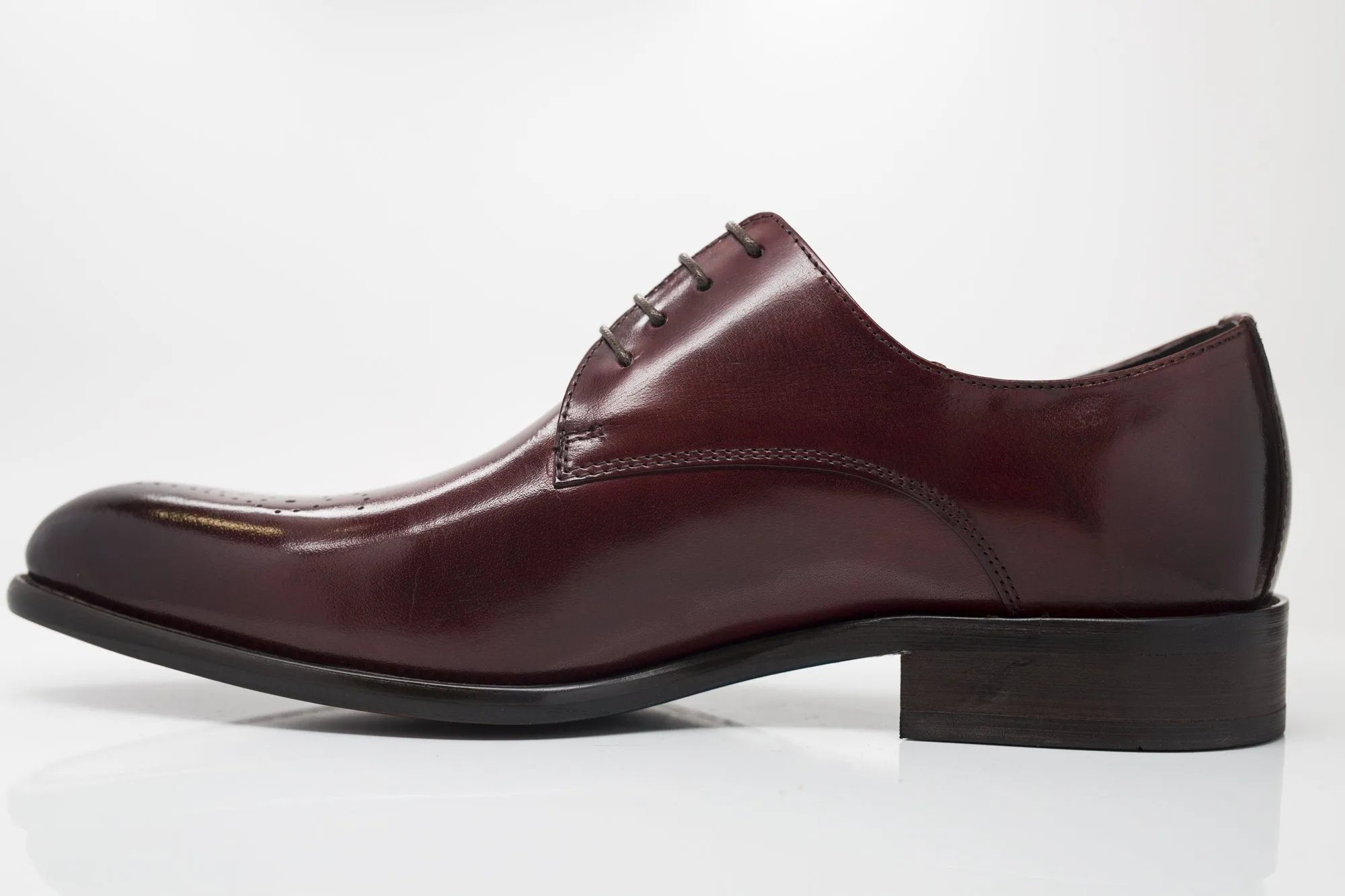 Burnished Calfskin Lace-Up Oxford Burgundy