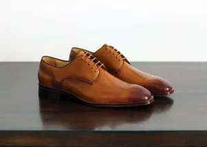 Burnished Calfskin Lace-Up Shoe Cognac