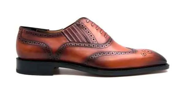 Burnished Calfskin "Owen" Lace-Up Oxford Camel