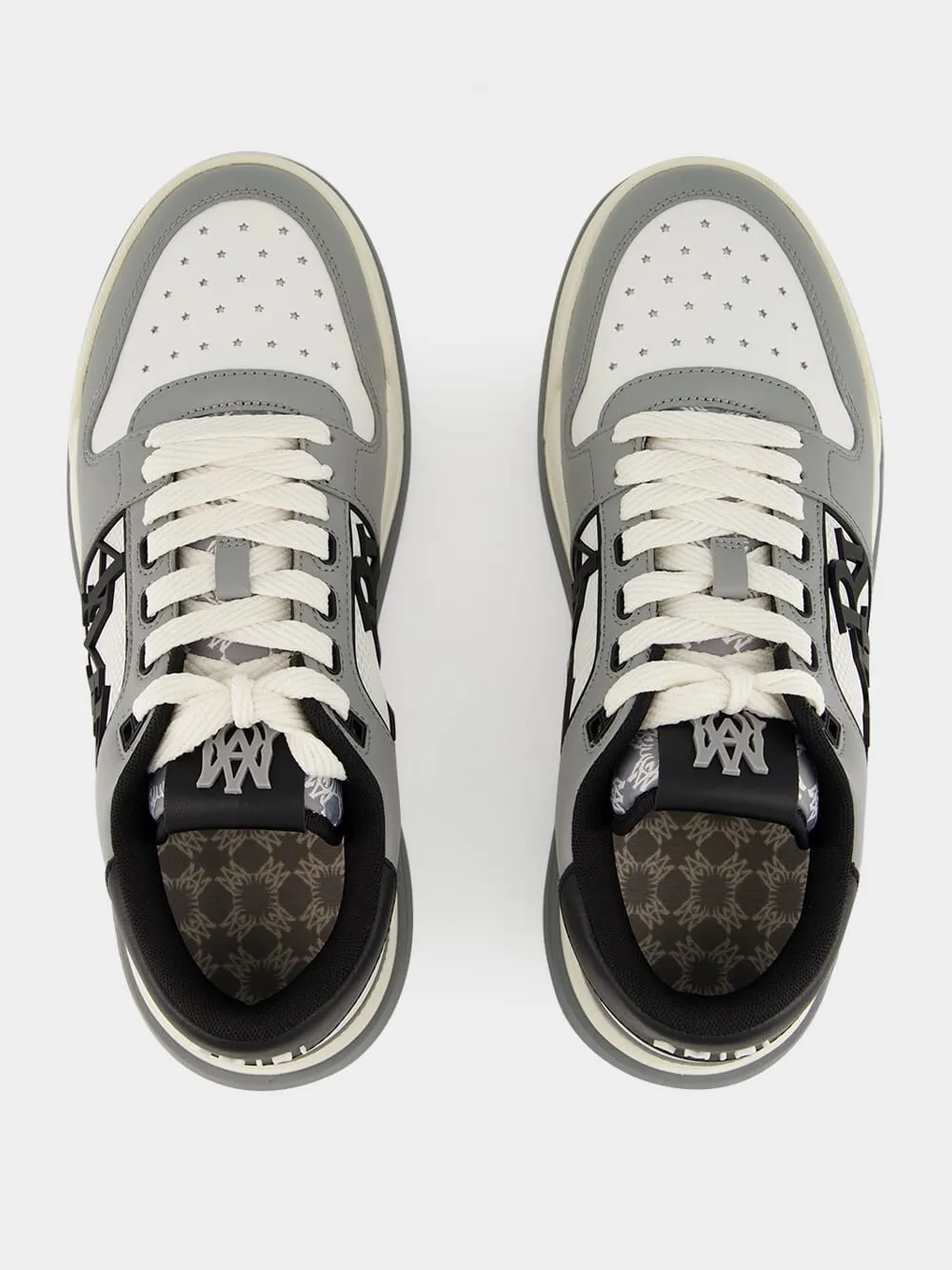 Classic Low Sneaker with Staggered Logo in Asphalt