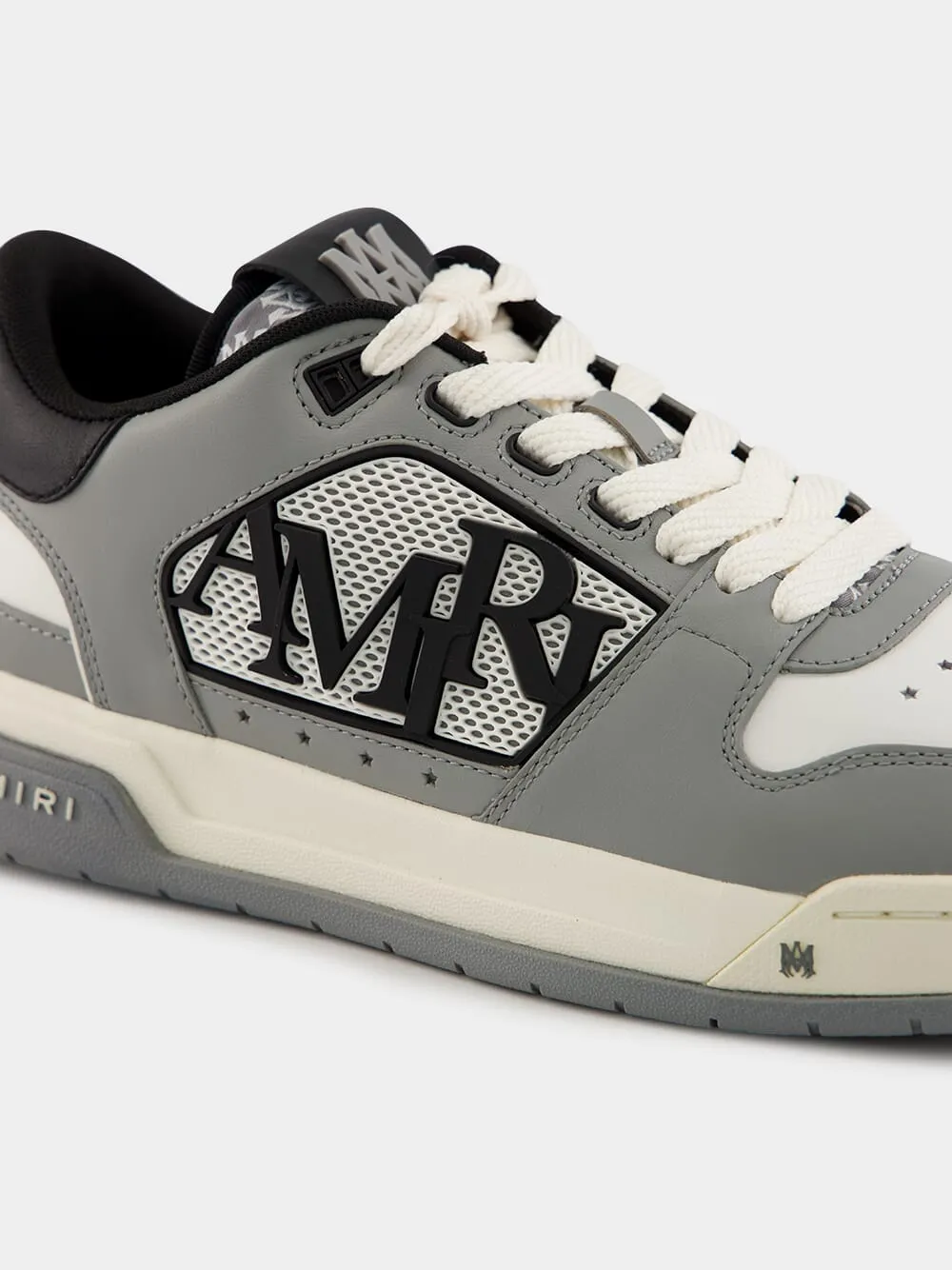 Classic Low Sneaker with Staggered Logo in Asphalt