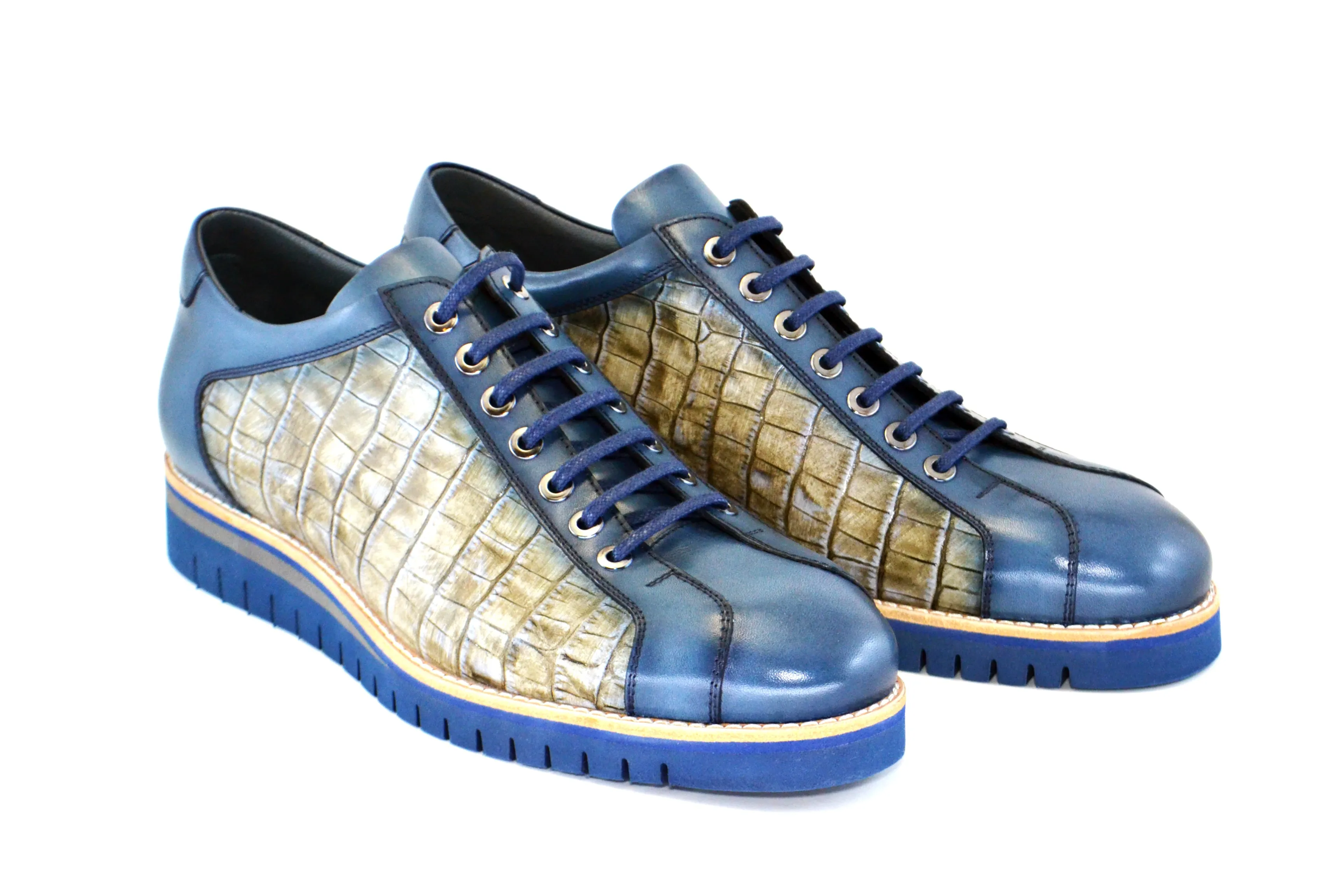 Corrente Printed Calfskin Lace-Up Oxford Blue (Copy)