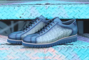 Corrente Printed Calfskin Lace-Up Oxford Blue (Copy)