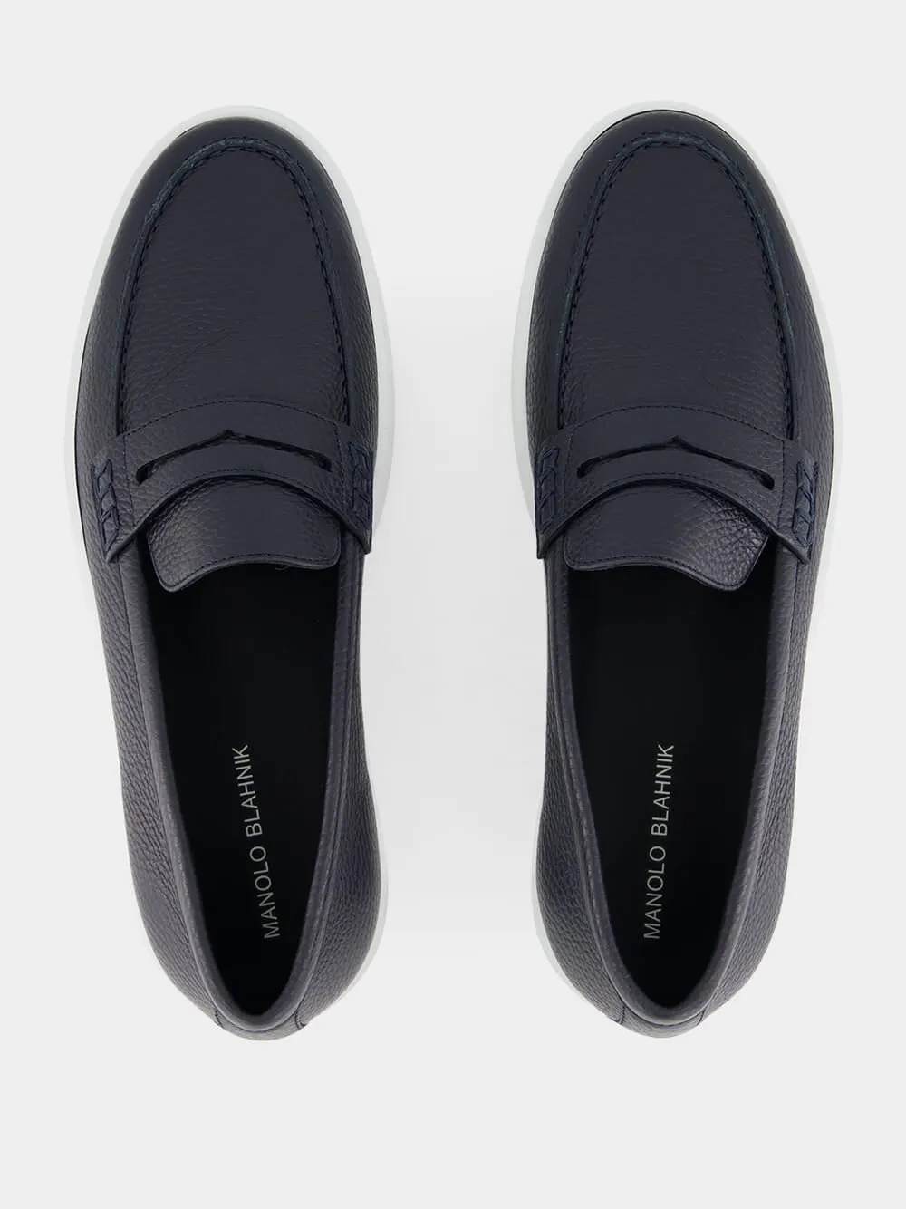 Ellis Navy Calf Leather Slip-On Loafers