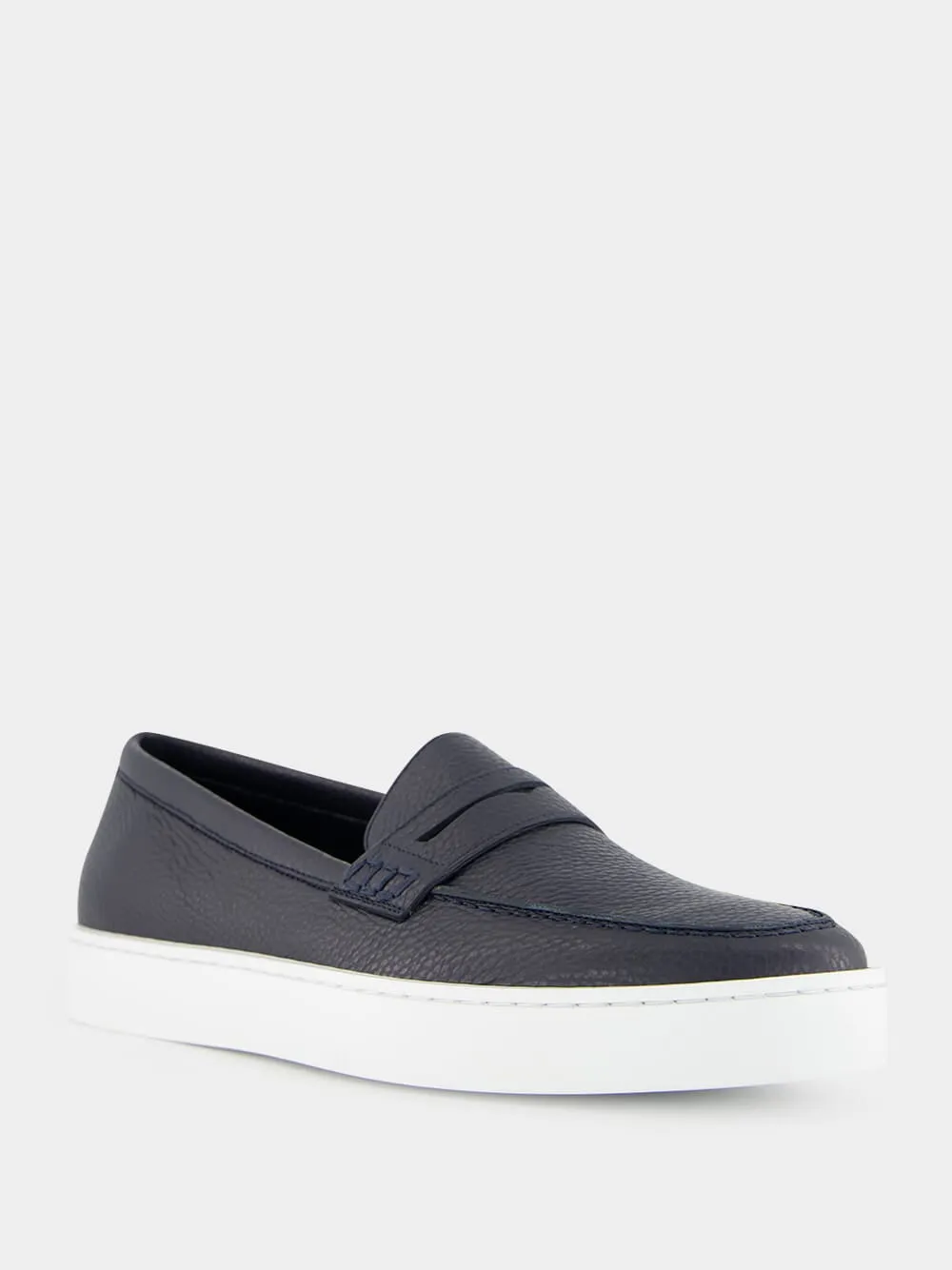 Ellis Navy Calf Leather Slip-On Loafers