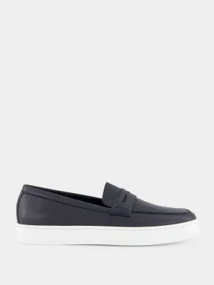 Ellis Navy Calf Leather Slip-On Loafers