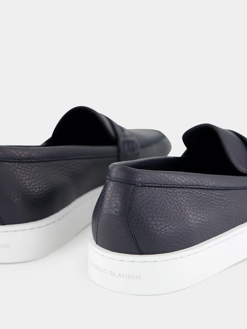 Ellis Navy Calf Leather Slip-On Loafers