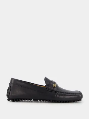 Horsebit Leather Square-Toe Loafers