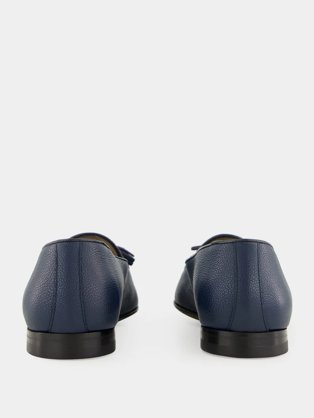 Lennox Navy Blue Leather Tassel Loafers