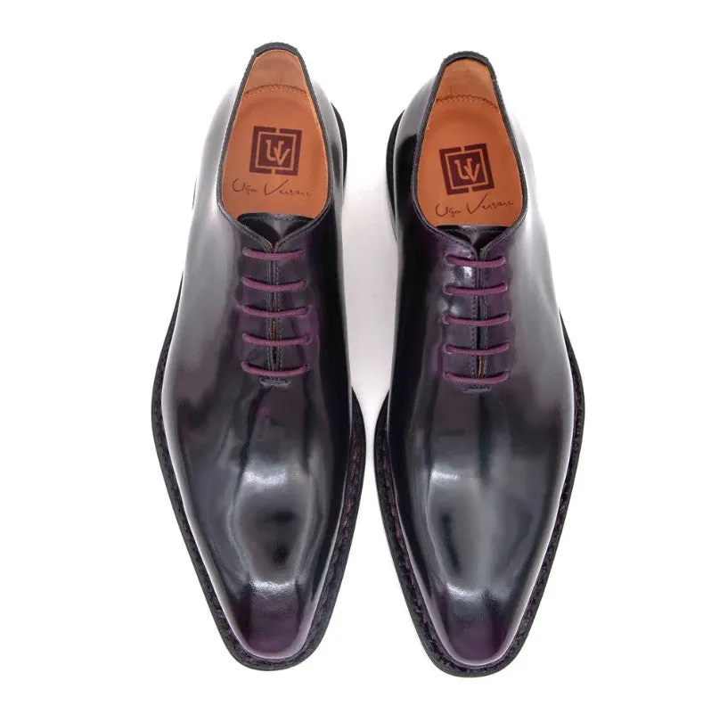 "Jason" Patent Leather Lace-Up Oxford Purple