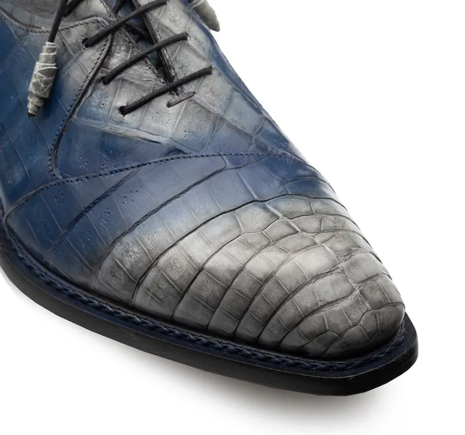Style: "Pueblo" Crocodile Oxford Grey/Blue