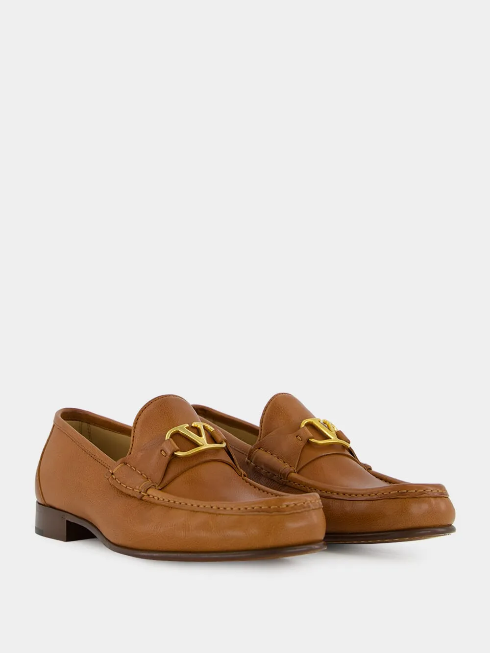 Tobacco V-Logo Signature Buffalo Loafers