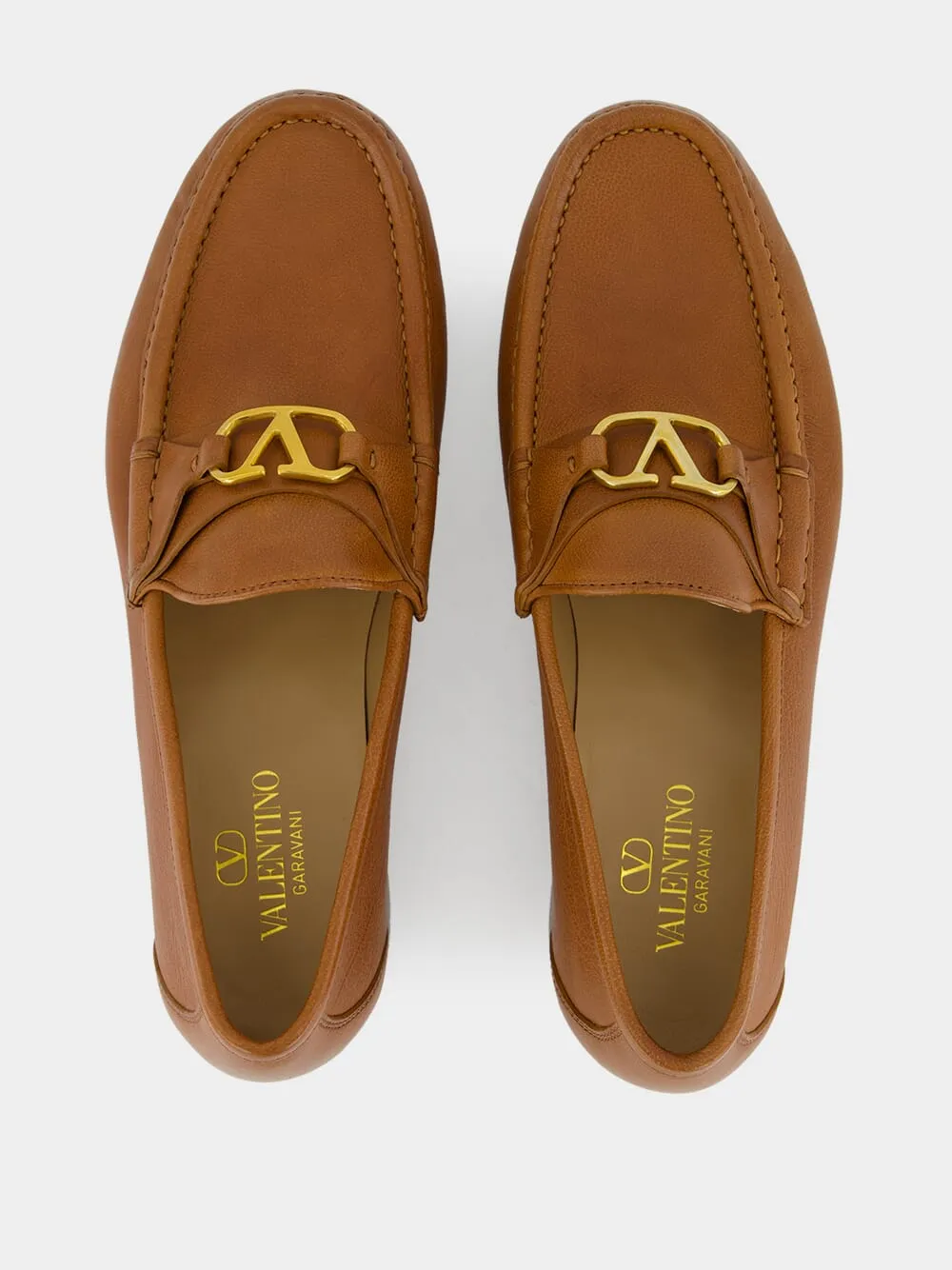 Tobacco V-Logo Signature Buffalo Loafers