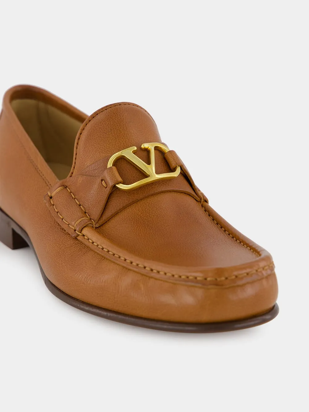 Tobacco V-Logo Signature Buffalo Loafers