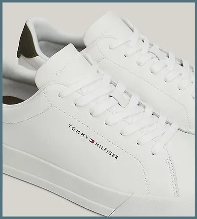 TOMMY HILFIGER LEATHER GRAIN WHITE GREEN