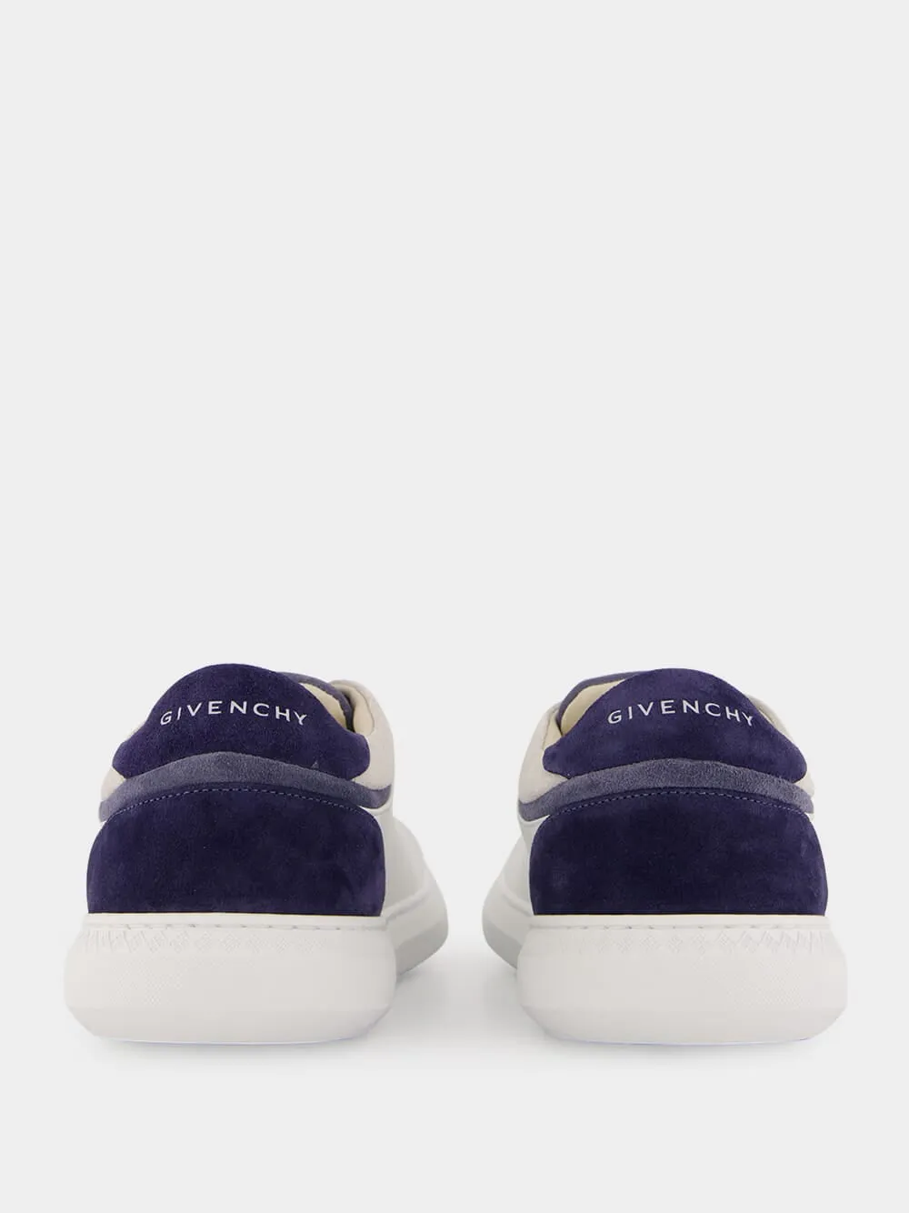 White & Blue G Set Leather and Suede Sneakers