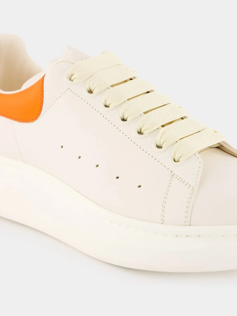 White and Orange Oversized Sneakers