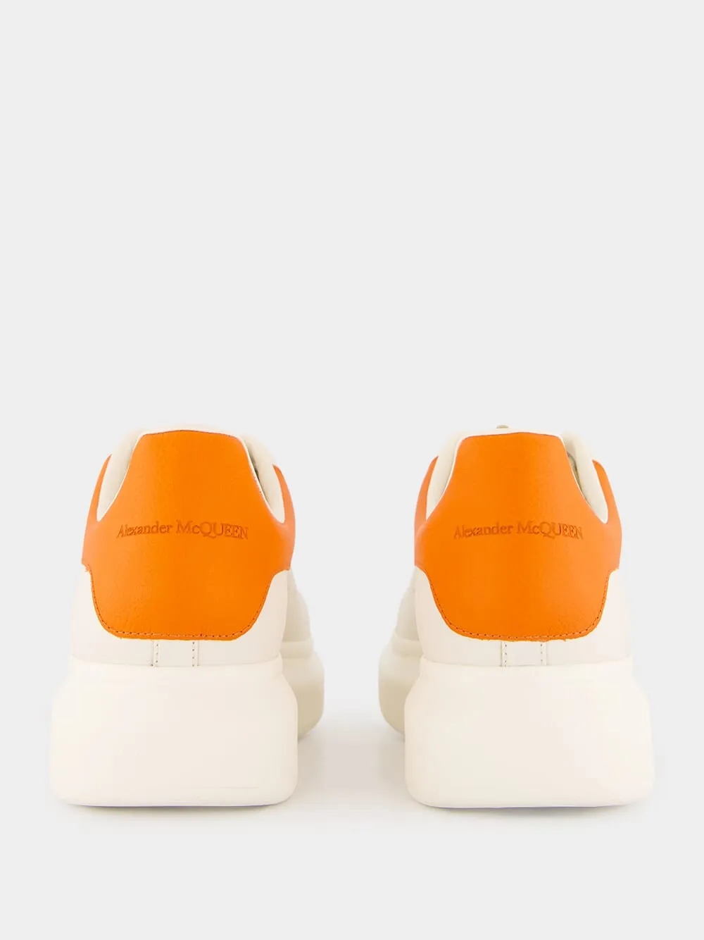 White and Orange Oversized Sneakers
